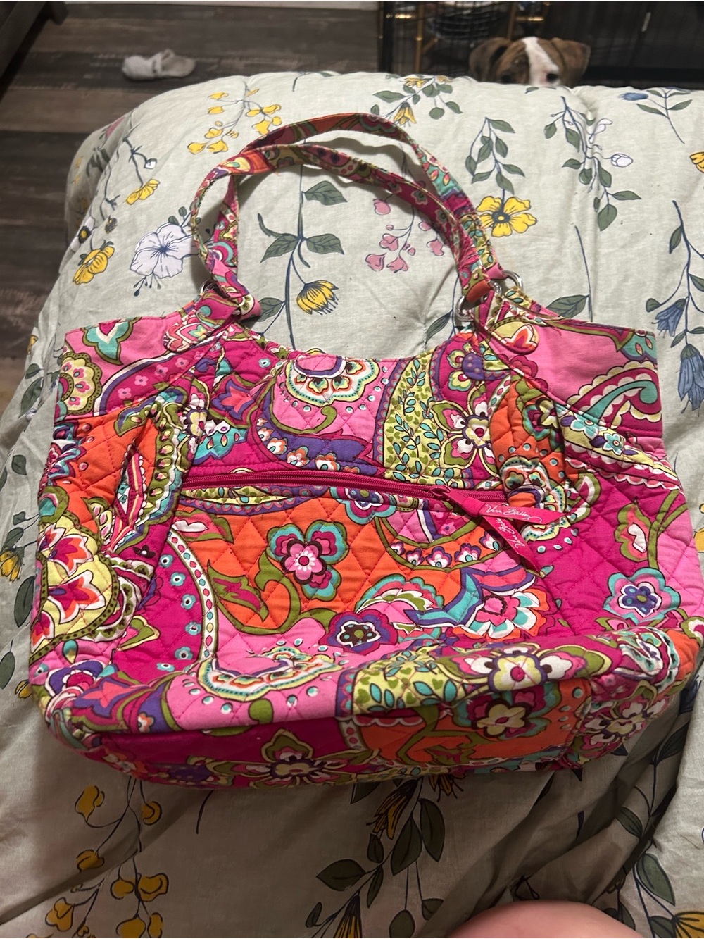 Vera Bradley Hot Pink & Orange Paisley Quilted Tote